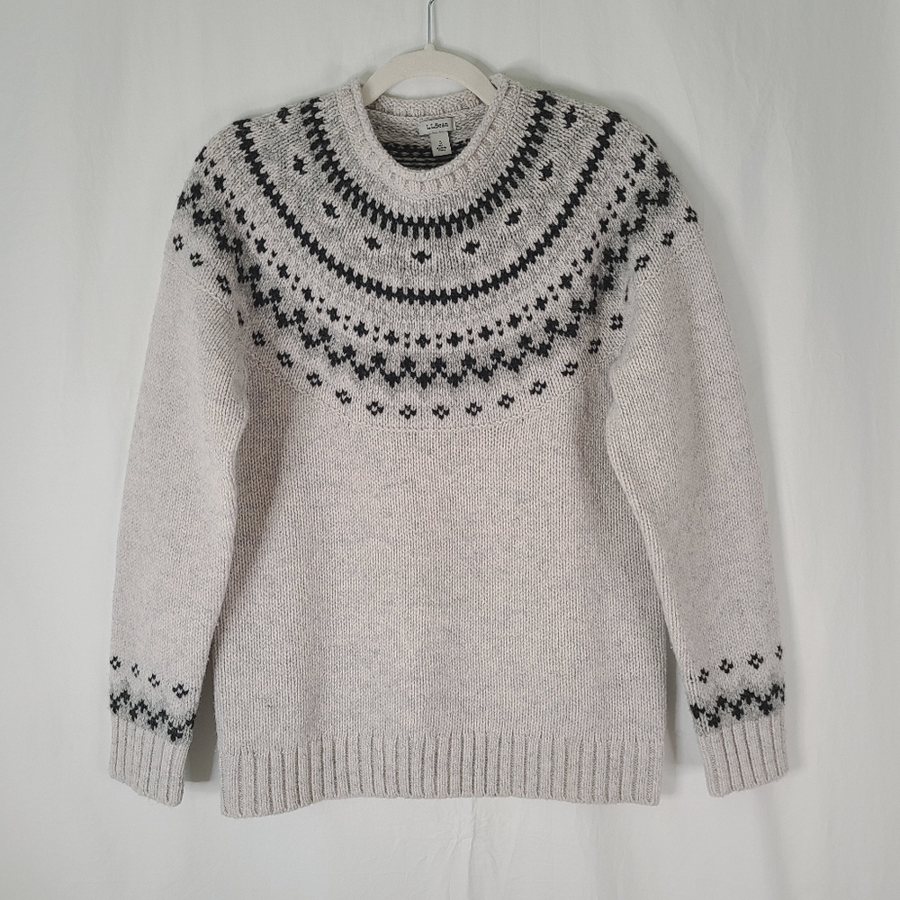 LL Bean Woman's Fair Isle Lambswool Nordic Sweater Size Small